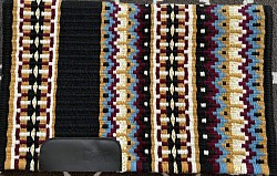 Black base with golds, blues, and maroon accents $195