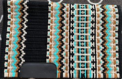 Black base with teal, tans, and cream accents $195