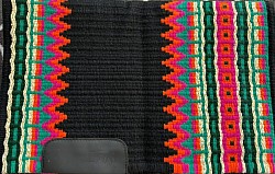 Black base with teals, green, pinks and oranges $195
