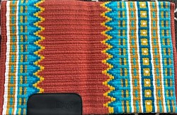 Rust base with teals, golds and blues $195