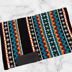 SOLD Black base with teals, orange, grey and maroon accents. $195