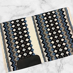 SOLD- White base with blue, grey and black accents $195