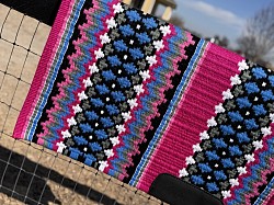 Pink Base with Blues, grays, white and black accents $195