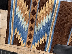 Brown base with blues and tan accents $195